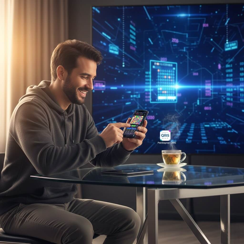 Pemain menikmati togel online aman dengan QRIS di Dewiku88 Alternatif